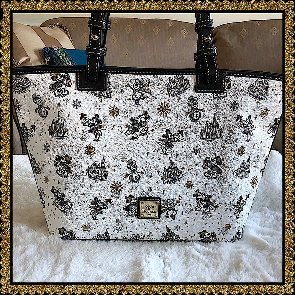 Disney Dooney & Bourke Mickey Minnie Christmas Holiday Tote HARD to FIND - Picture 1 of 9